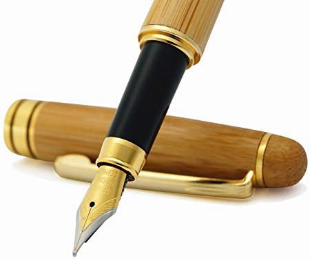 IDEAPOOL - Natural Handcrafted Bamboo Fountain Pen with Ink Refill Converter, Luxury Elegant Fine Gift for Signature Calligraphy Executive Business - no Ink (1-PACK)