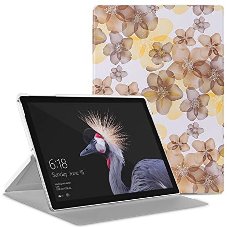 MoKo Microsoft Surface Pro 6 case - Smart Slim Shell Lightweight Stand Cover Case for Surface Pro 6 / Pro 2017(Pro 5) / Pro 4 Tablet, Compatible with Type Cover Keyboard, Floral Yellow