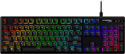 HyperX Alloy Origins PBT - Mechanical Gaming Keyboard, PBT Keycaps, RGB lighting, Compact, Aluminum Body, Adjustable Feet, Customizable with HyperX NGENUITY, Onboard Memory - HyperX Clicky Blue Switch