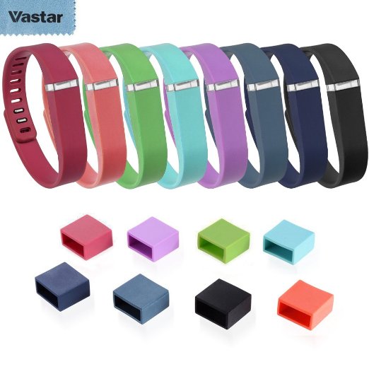 [New Version] Vastar® 8pcs Multi-color Replacement Fitbit Flex Bands with 8pcs Clasps and 8pcs Silicon Fastener Rings for Fitbit Flex Wireless Activity Bracelet Sport Wristband