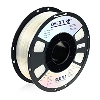 OVERTURE Silk Filament PLA 1.75mm Clog-Free Shiny 3D Printer Consumables, 1kg Spool (2.2lbs), Dimensional Accuracy  /- 0.05 mm, Silk White