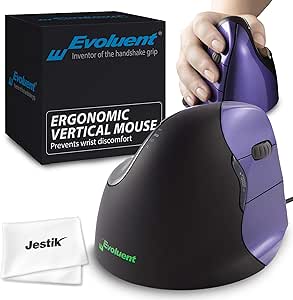 Evoluent VM4S Vertical Mouse 4 Right Small Ergonomic Mouse Plus Microfiber Cloth - Value Bundle