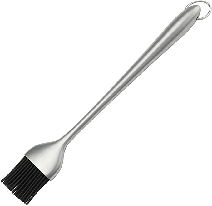 HQY Heavy-Duty BBQ Basting Brush Silicone Bristles with 12 Inch Stainless Steel Handle - Make Grilling Easy - 5 Year Guarantee