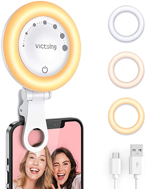 Selfie Ring Light for Phone Laptop, VicTsing 60 Led Clip on Ring Light 3 Light Modes Rechargeable Lighting for Zoom Video Conference, Tiktok/YouTube Photography, Makeup