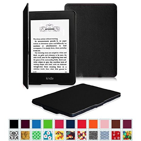 Fintie Kindle Paperwhite SmartShell Case - The Thinnest and Lightest Leather Cover for All-New Amazon Kindle Paperwhite Fits All versions 2012 2013 2014 and 2015 New 300 PPI Black