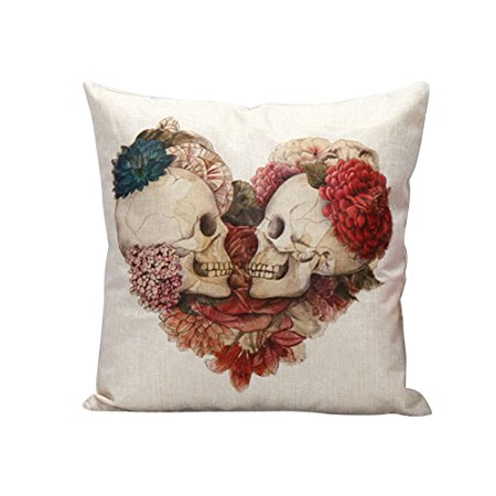 Seasofbeauty Cotton Skull Pillow Covers Hollween Home Decoration 1 Piece
