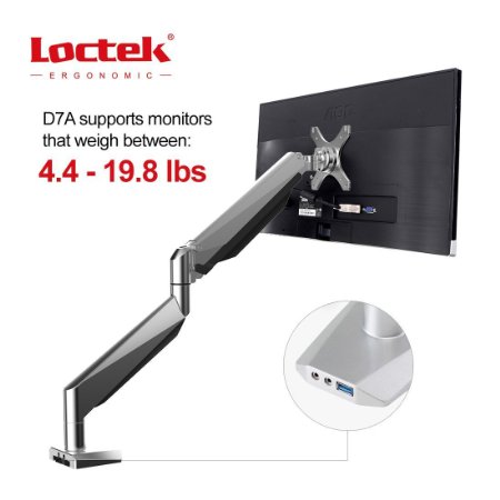 Loctek Full Motion heavy duty swivel Lcd Arm gas spring VESA Monitor mount Arm Height Adjustable Desk Mounts for 10"-27" Computer Monitor