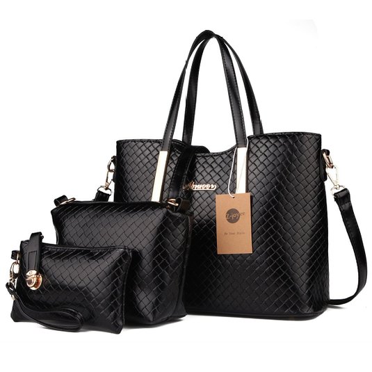 Z-joyee Women 3 Piece Tote Bag Pu Leather Weave Handbag Shoulder Purse Bags Set