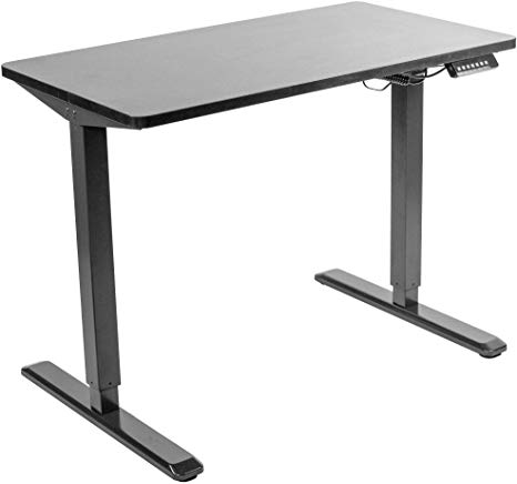 VIVO Electric 43 x 24 inch Stand Up Desk | Black Table Top, Black Frame, Height Adjustable Standing Workstation with Memory Preset Controller (DESK-KIT-1B4B)