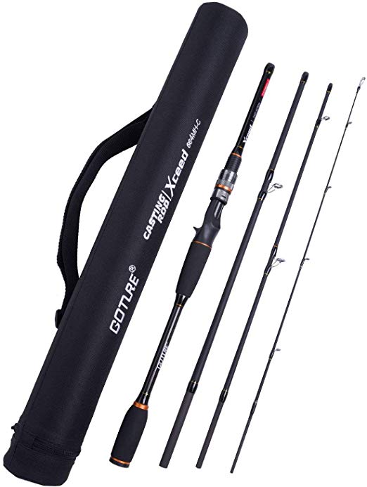 Goture Travel Fishing Rods 4-Piece Casting/Spinning Rod with Case MF-Action M Power 6.6ft-10ft