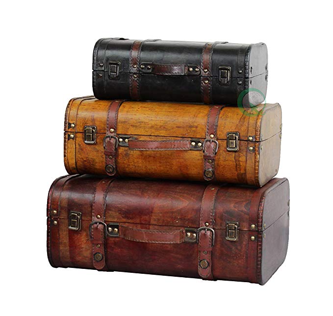Vintiquewise(TM) 3-Colored Vintage Style Luggage Suitcase/Trunk, Set of 3