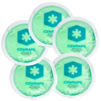 Round Green Gel Packs with Cloth Backing - Set of 5 Reusable Hot or Cold Ice Packs by IceWraps