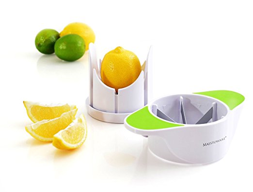 Maestoware Wedge Slicer Lemon Cutter - Cuts Lemons, Oranges, Limes & Other Citrus Fruits into Perfect Wedges - Simple to Use- Professional Quality