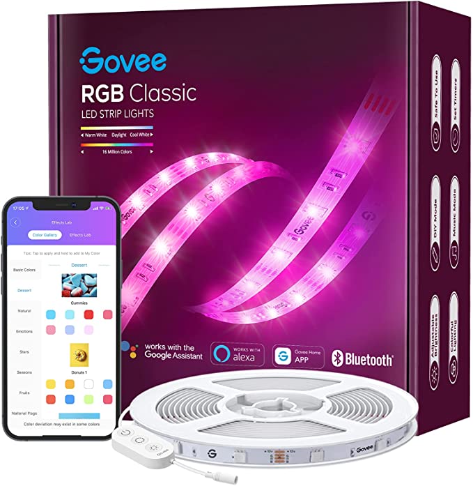 Govee Smart LED Strip Lights, 32.8ft Wi-Fi LED Lights Work with Alexa, Google Assistant, Enhanced Music Sync, App Controlled RGB Strip Lights for Bedroom, Gaming Room, Living Room, Kitchen, Party