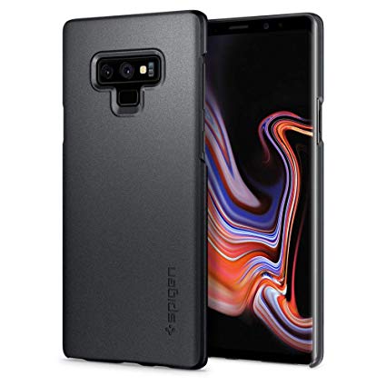 Spigen Thin Fit Galaxy Note 9 Case with Light but Durable Slim Profile with QNMP Metal Plate Slot for Samsung Galaxy Note 9 (2018) - Graphite Gray