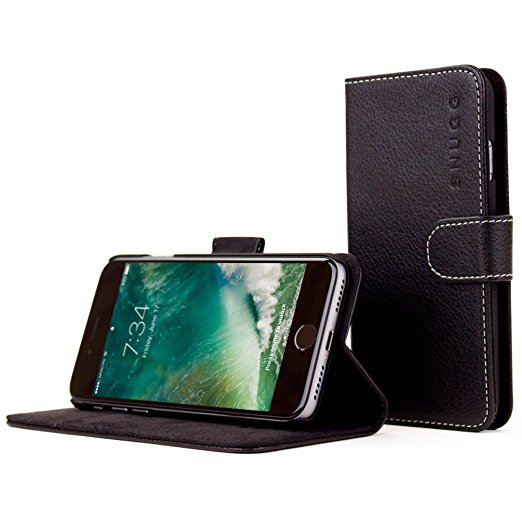 iPhone 7 Case, Snugg Apple iPhone 7 Flip Case [Card Slots] Leather Wallet Cover Executive Design [Lifetime Guarantee] - Black, Legacy Range