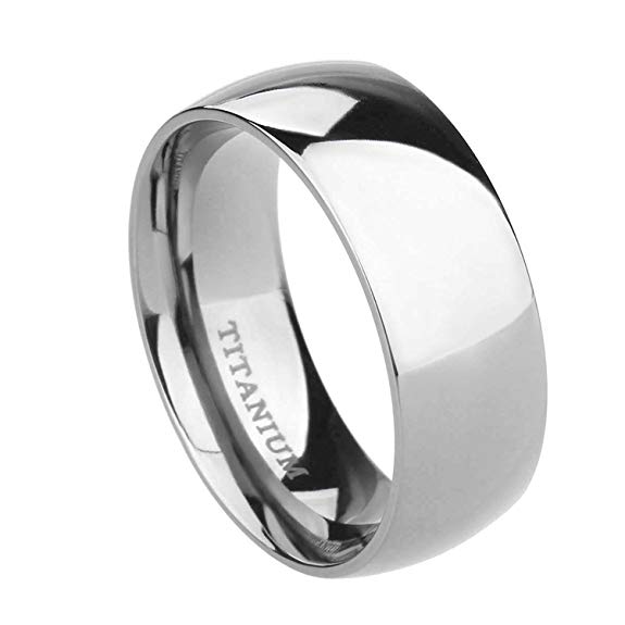TIGRADE 2mm/4mm/6mm/8mm Titanium Ring Plain Dome High Polished Wedding Band Ring Comfort Fit Size 4-15