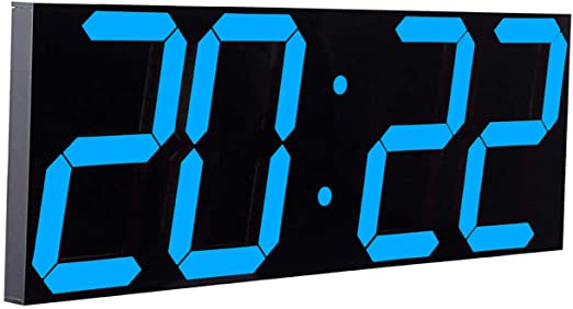CHKOSDA Remote Control Jumbo Digital Led Wall Clock, Multifunction Led Clock, Large Calendar, Minute Alarm Clock, Countdown Led Clock, Big Thermometer, Mute Clock (Ice Blue)