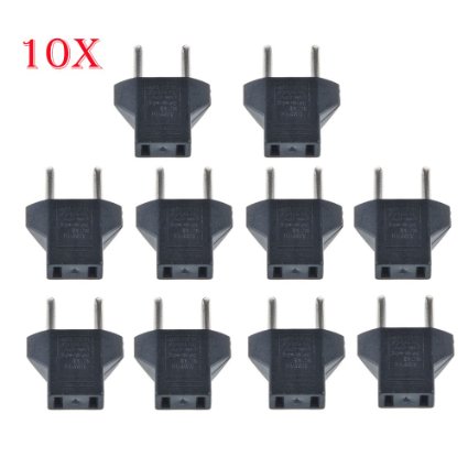 RCLITE 10pcs US USA to EU Europe AC Travel Charger Power Plug Adapter Outlet Converter-CE Certified - RoHS Compliant