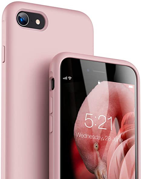 TORRAS Liquid Silicone iPhone SE 2020 Case,iPhone 7 Case,iPhone 8 Case,[Anti-Slip] Shockproof with Microfiber Lining Soft-Touch Slim Phone Case for iPhone 7/8/SE 2nd, Faded Pink
