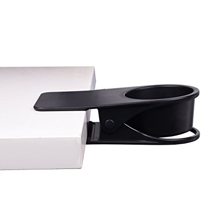 Cosmos Table Desk Side Huge Clip Drinking Cup Holder for Home & Office (Black)