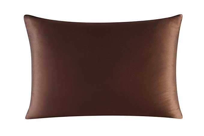 Townssilk Both Side 100% 16mm Silk Pillowcase King Size Pillow Case Cover with Hidden Zipper Brown
