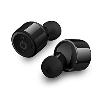 XIAOWU X1T Inear Wireless Bluetooth Headphones with Microphone True Wireless Noise Cancelling Earbuds and Twins Stereo Bluetooth V4.2 Sport Headset (Black）