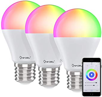 Onforu 3 Pack Smart Light Bulb, RGBW LED WiFi Light Bulbs, Work with Alexa and Google Home Assistant, No Hub Required, A19 E26 Multicolor Bulb