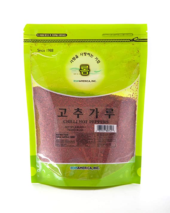 ROM AMERICA Korean Red Chili Pepper Flakes Powder Gochugaru, 2 Lb, 고추가루