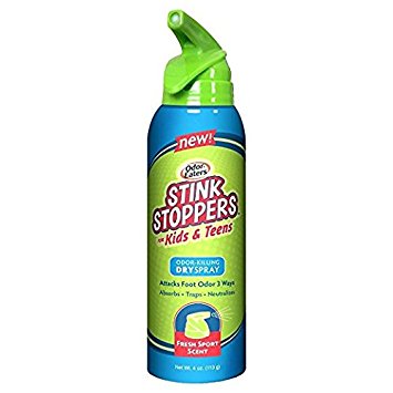 Odor-Eaters Stink Stoppers for Kids & Teens Dry Spray, 4 Oz (2)