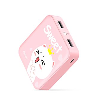 Yoobao M4 10400mAh Portable Charger Power Bank External Battery Charger Powerbank Cell Phone Battery Backup for iPhone X, iPhone 8 / 8 Plus, iPhone 7 6s 6 Plus, Samsung Galaxy & More - Pink Sweet