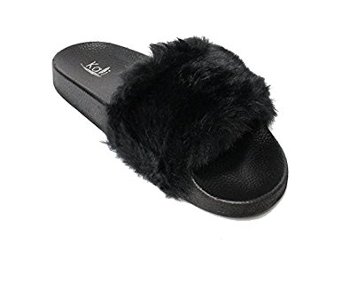 Kali Footwear Women's Flip Flop Faux Fur Soft Slide Flat Slipper Limit