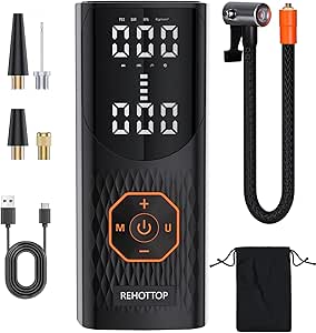 Tire Inflator Portable Air Compressor, 160PSI Air Pump for Car Tires, 5X Faster Inflation Air Compressor with Tire Gauge Pressure, Tire Pump with LED for Car, Motorcycle, Bicycle and Ball