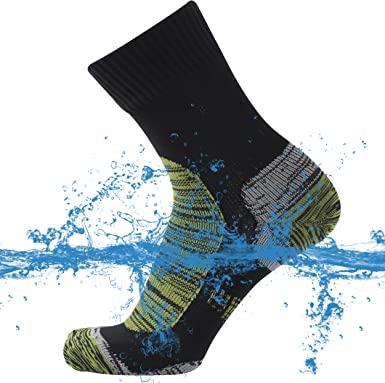 SuMade 100% Waterproof Socks, Unisex Men Women Breathable Dry Fit Moisture Wicking Hiking Cycling Crew Socks