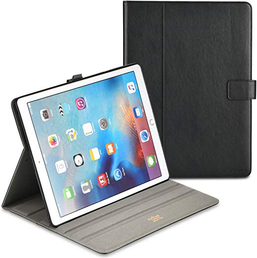 rooCASE iPad Air 10.5 2019 / iPad Pro 10.5 2017 Case, Leather Folio Case Cover with Apple Pencil Holder, Multi-Angle Stand, Auto Sleep/Wake Function for Apple iPad Air 10.5 (3rd Gen) 2019, Black