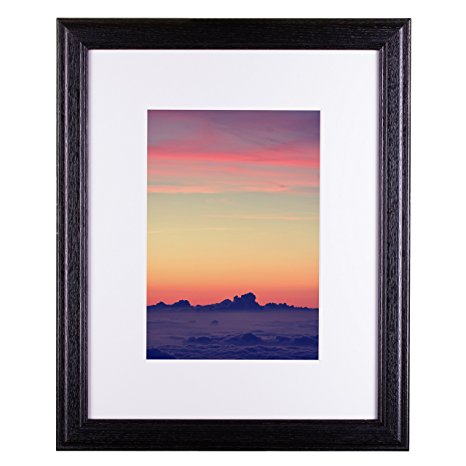 Craig Frames Wiltshire 236 Simple Hardwood Picture Frame with Single White, Displays a 12 x 18 Inch Print with the Mat or 16 x 24 Inch without the Mat, Black