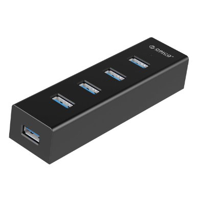 ORICO Portable SuperSpeed USB 3.0 4 Port Hub with 3.3Ft. Power Cord and 3.3Ft. USB 3.0 Data Cable for Windows XP / Vista / 7 / 8 / Linux / Mac OS PC Laptop - Black