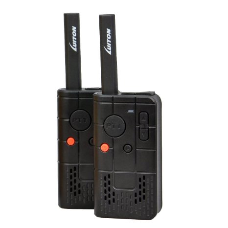 LUITON PKT-03 Mini FRS GMRS Walkie Talkie Easily Operate with Rechargable Lithium Battery UHF 400-470MHz Portable 2-way Radios(Black)(Pair)