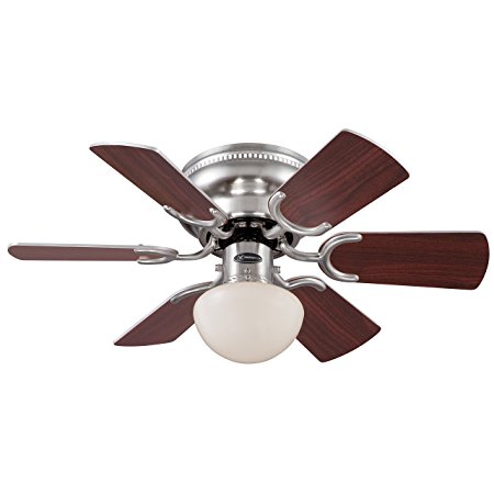 Westinghouse 7800500 Petite Single-Light Reversible Six-Blade Indoor Ceiling Fan with Opal Mushroom Glass, 30-Inch, Brushed Nickel Finish