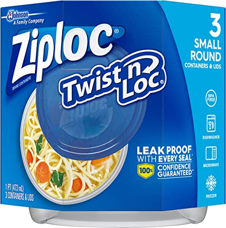 Ziploc Food Storage Container, Round, (Pack of 3)
