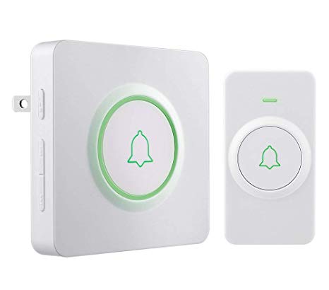 AVANTEK DW-11 Waterproof Wireless Doorbell Operating at Over 1300 Feet, 1 Remote Button/Transmitter and 1 Plug-in Receiver with Different Tones, 52 Melodies, CD Quality Sound and LED Flash