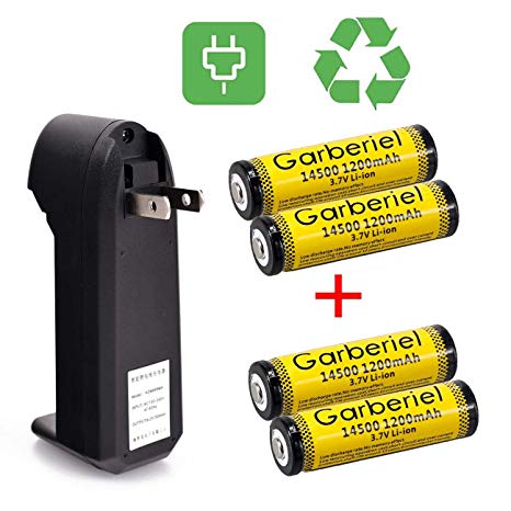 Wishdeal Rechargeable AA Battery, Garberiel 4PC AA Battery 1200 mAh 3.7V Battery Botton Top Rechargeable Battery with Charger