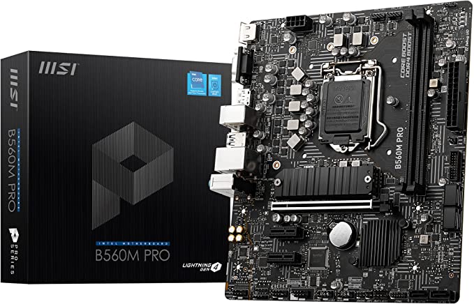 MSI B560M PRO Micro-ATX Gaming Motherboard (10 th/11th Gen Intel Core, LGA 1200 Socket, DDR4, 5200 MHz, M.2 Slot, USB 3.2 Gen 2, Type-A, 2.5G LAN, DP/HDMI)