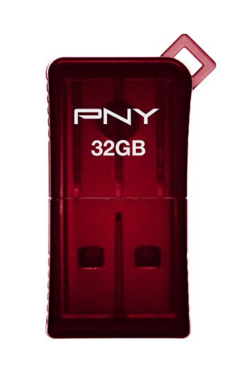 PNY Micro Sleek Attache 32GB USB 20 Flash Drive Red P-FDU32GSLKRED-GE