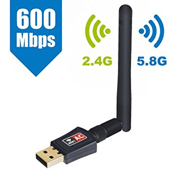 Maxesla Wifi Dongle High Speed Internet 2.4/5GHz 600Mbps Wireless USB Wifi Adapter for PC / Desktop / Laptop / Tablet, Supports Windows 10/8/7/Vista/XP/2000, Mac Os X 10.4-10.11.4 and 10.12.1