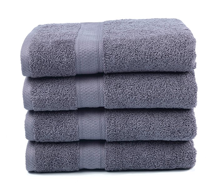 700 GSM Premium Bath Towels Set of 4 - 100% Cotton, Super Soft, Ultra Absorbent (30" X 52") (Grey)
