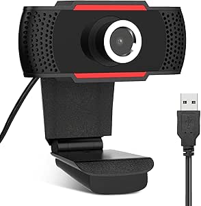 Webcam with Microphone,1080P HD, USB Wired Computer Webcam with Microphone, Built-in Noise Reduction, High-Speed Auto-Focus, Compatible with Various Video Conferencing Software