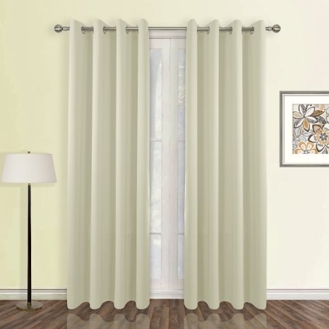 Ponydance Thermal Insulated Eyelet Blackout Curtains 46 x 72 2 panelsBeige