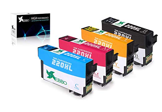 EBBO 220XL Remanufactured Ink Cartridges Replacement for 220 XL Ink, Work with Epson Workforce WF-2760 WF-2750 WF-2630 WF-2650 WF-2660 XP-320 XP-420 XP-424 Printer (4-Pack)