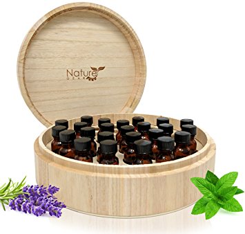 2018 Model Essential Oil Box - Holds 37 Bottles - Real Wood Storage Organizer for 5ml, 10ml and 15ml and Roller Bottles - Sustainable Raw Finish can be Painted & Stained